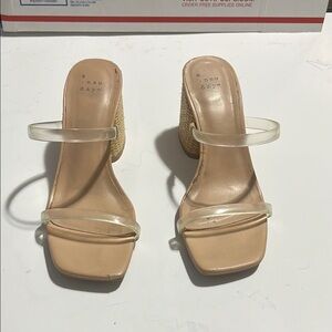 A New Day Beige Wedge Sandals with Clear Straps